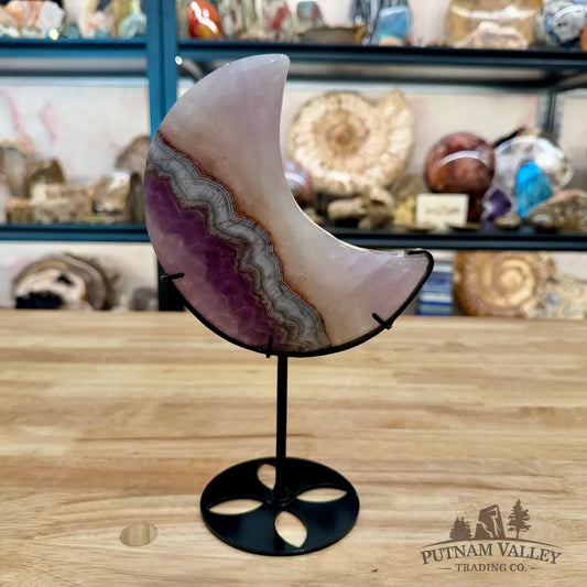 Amethyst Agate Moon + Stand 9.25’’ - Sculpture