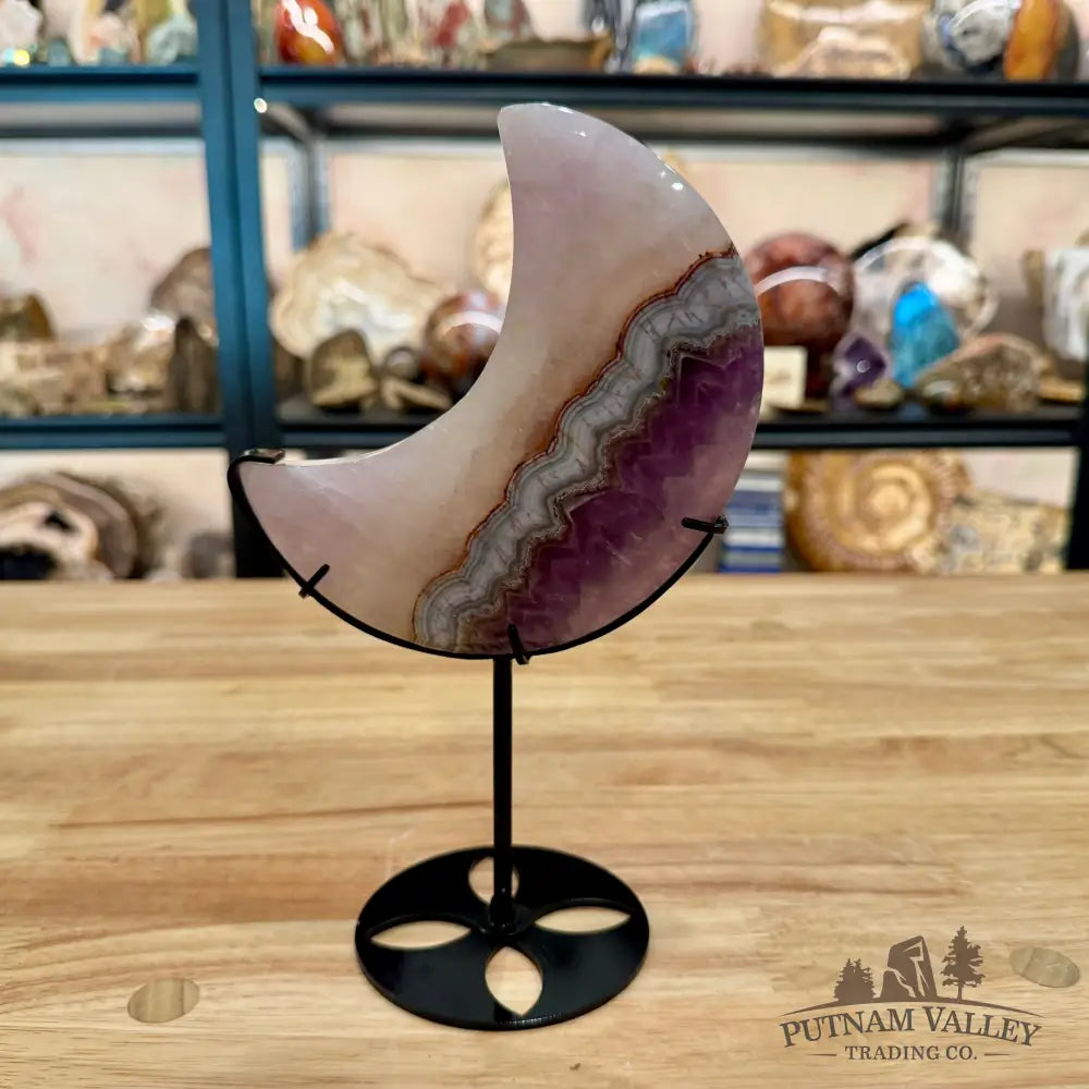 Amethyst Agate Moon + Stand 9.25’’ - Sculpture