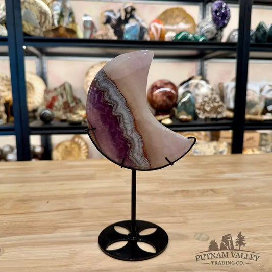 Amethyst Agate Moon + Stand 9’’ - Moon