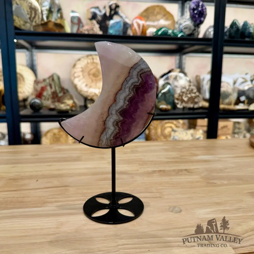 Amethyst Agate Moon + Stand 9’’ - Moon