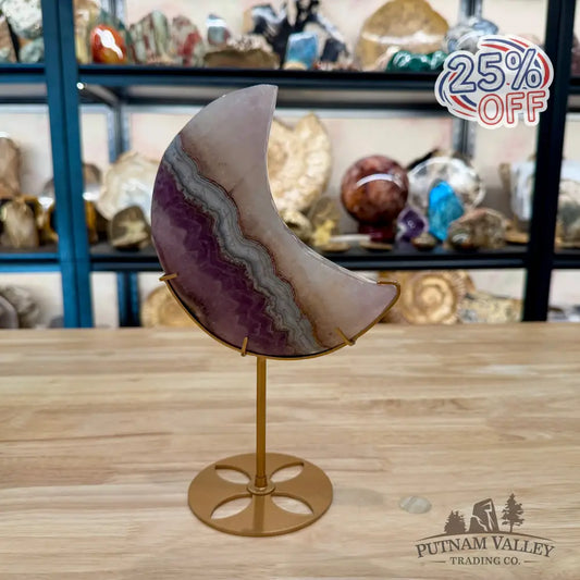 Amethyst Agate Moon + Stand 9.5’’ - Sculpture