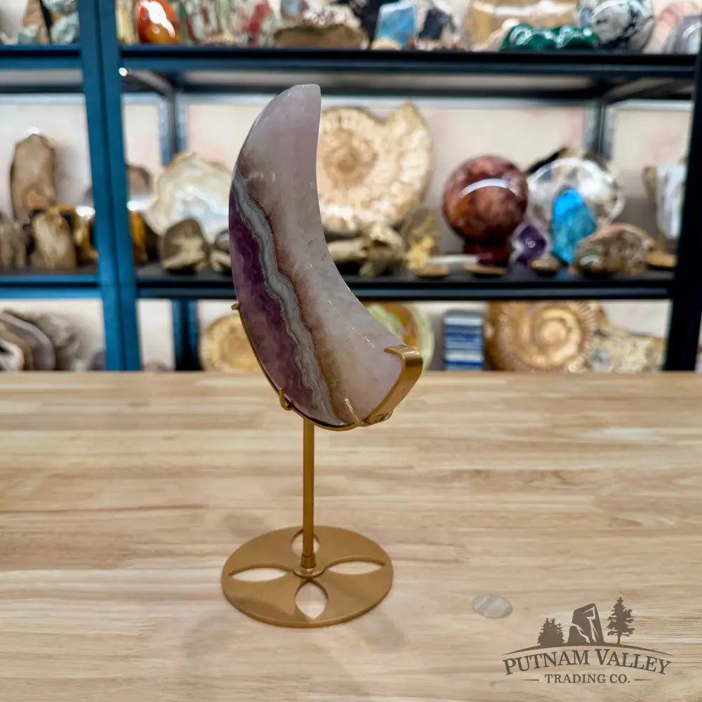 Amethyst Agate Moon + Stand 9.5’’ - Sculpture