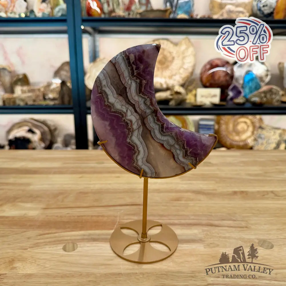 Amethyst Agate Moon + Stand 9.5’’ - Sculpture
