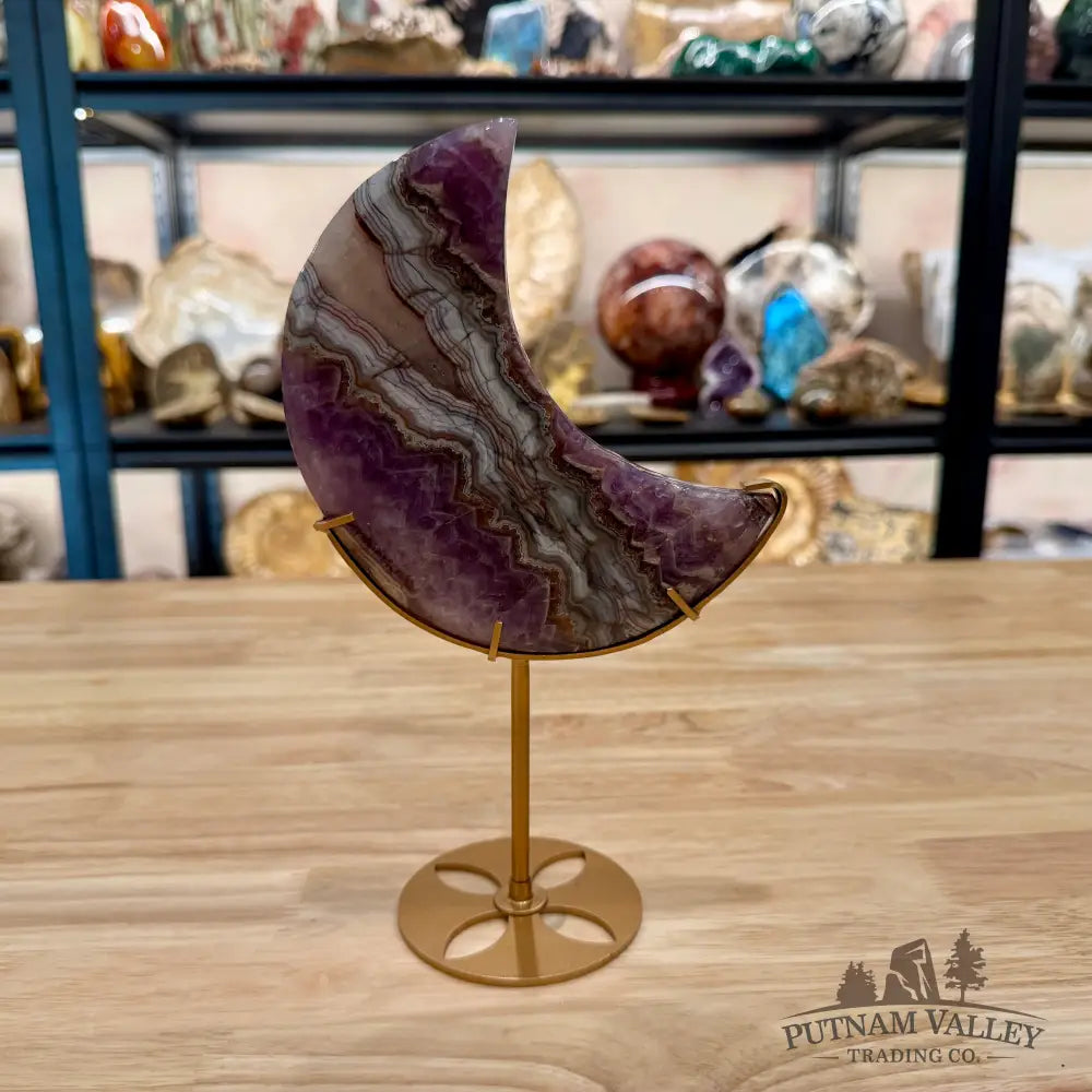Amethyst Agate Moon + Stand 9.5’’ 1.46 - Sculpture