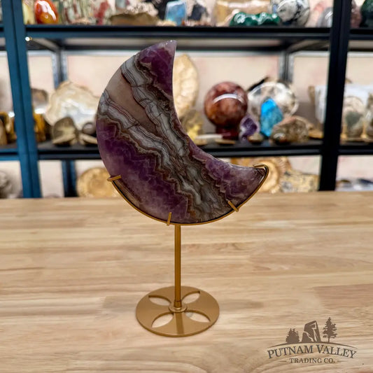 Amethyst Agate Moon + Stand 9.5’’ 1.46 - Sculpture