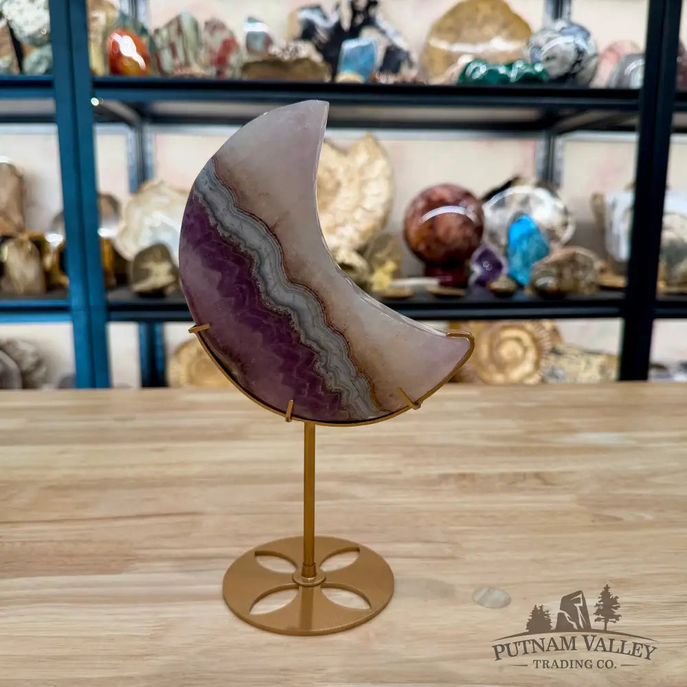 Amethyst Agate Moon + Stand 9.5’’ - Sculpture