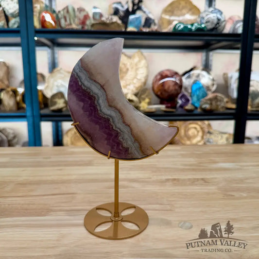 Amethyst Agate Moon + Stand 9.5’’ - Sculpture