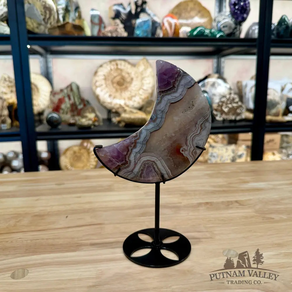 Amethyst Agate Moon + Stand 9.5’’ - Moon