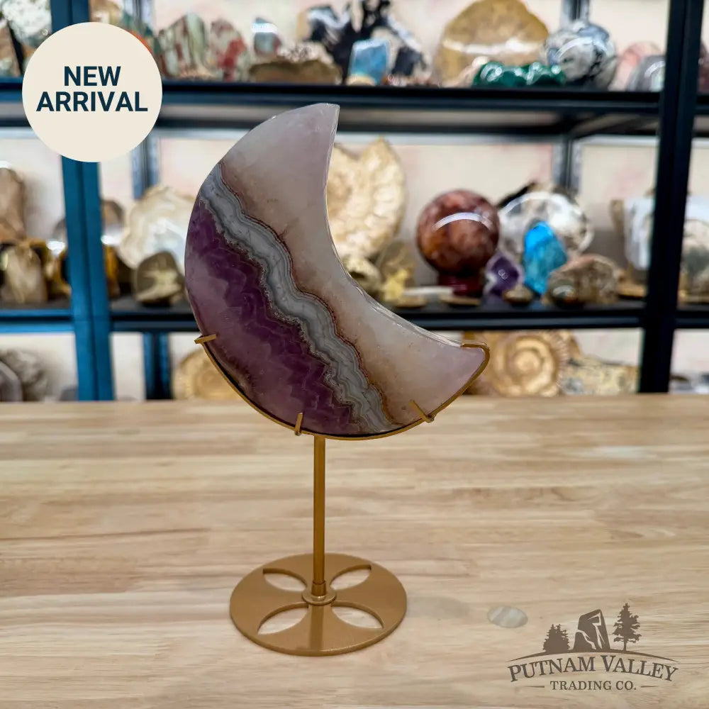 Amethyst Agate Moon + Stand 9.5’’ - Sculpture
