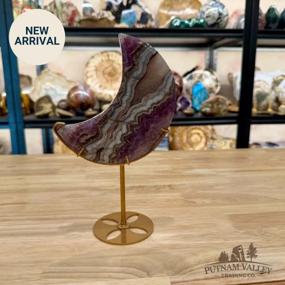 Amethyst Agate Moon + Stand 9.5’’ 1.46 - Sculpture