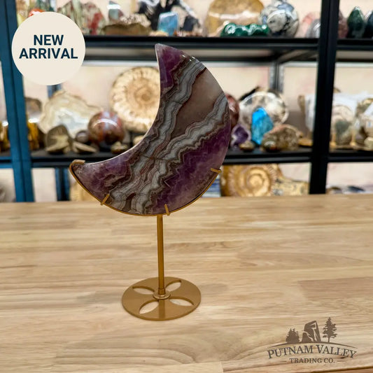 Amethyst Agate Moon + Stand 9.5’’ 1.46 - Sculpture