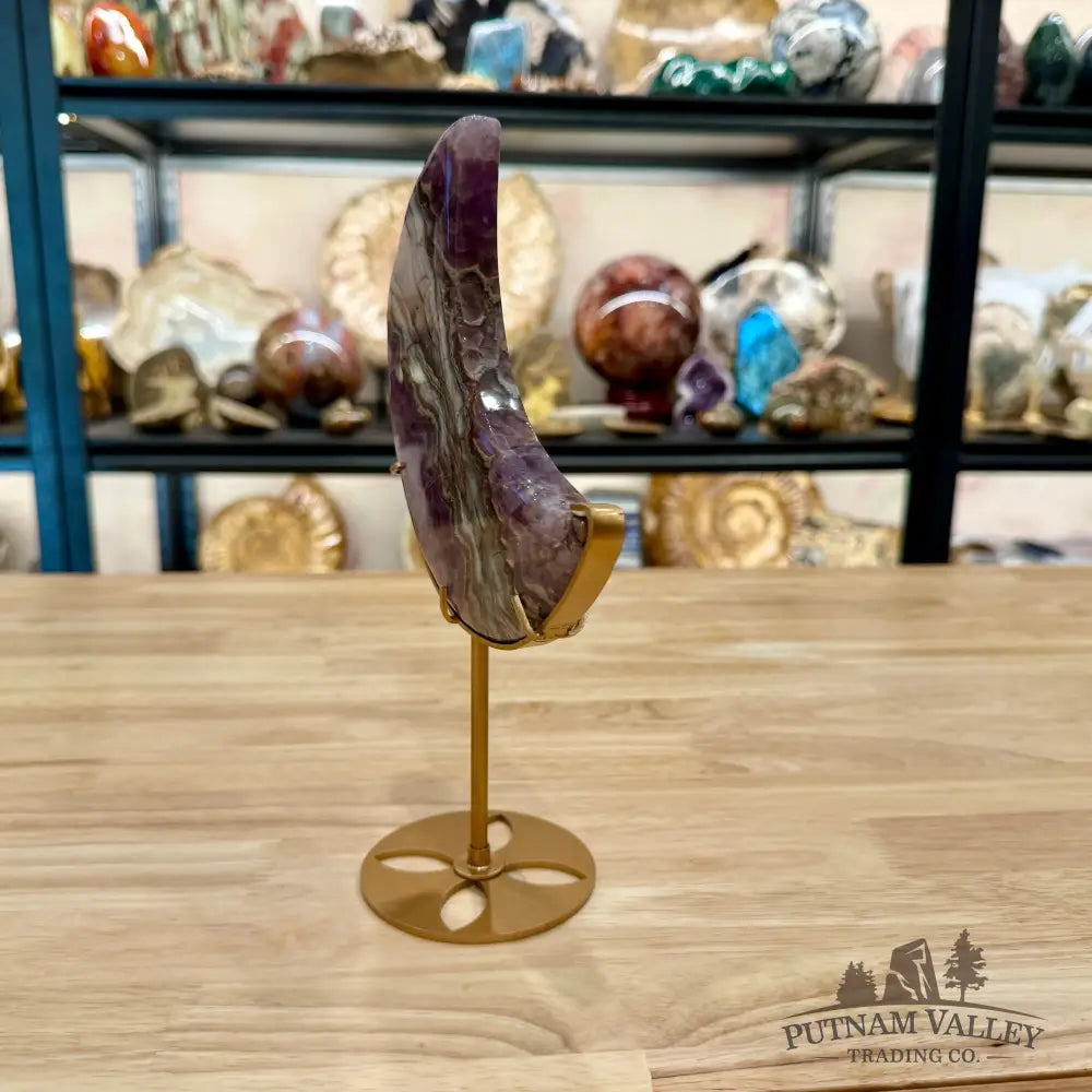 Amethyst Agate Moon + Stand 9.5’’ 1.46 - Sculpture