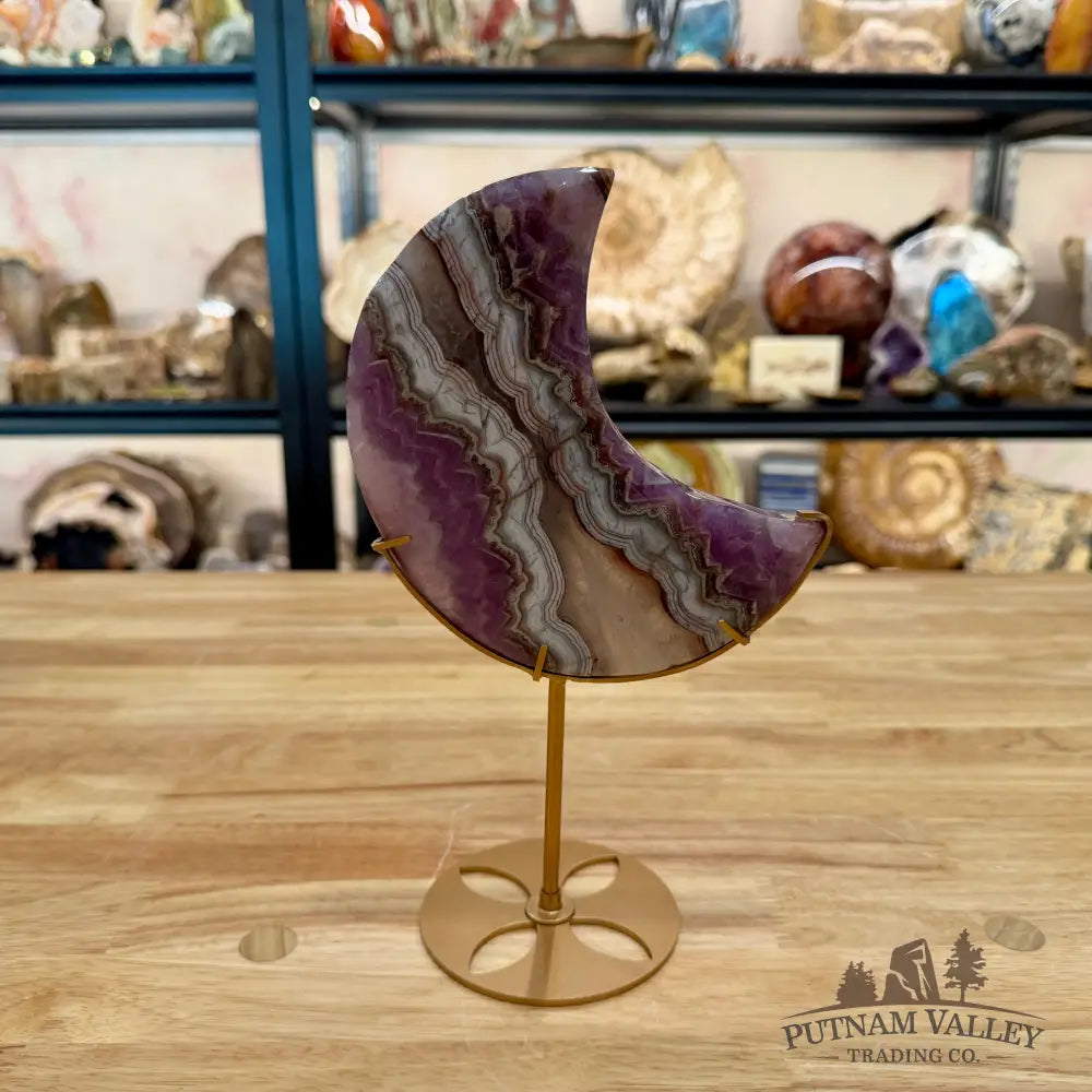 Amethyst Agate Moon + Stand 9.5’’ - Sculpture