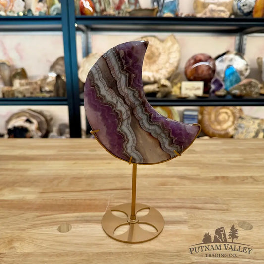 Amethyst Agate Moon + Stand 9.5’’ - Sculpture