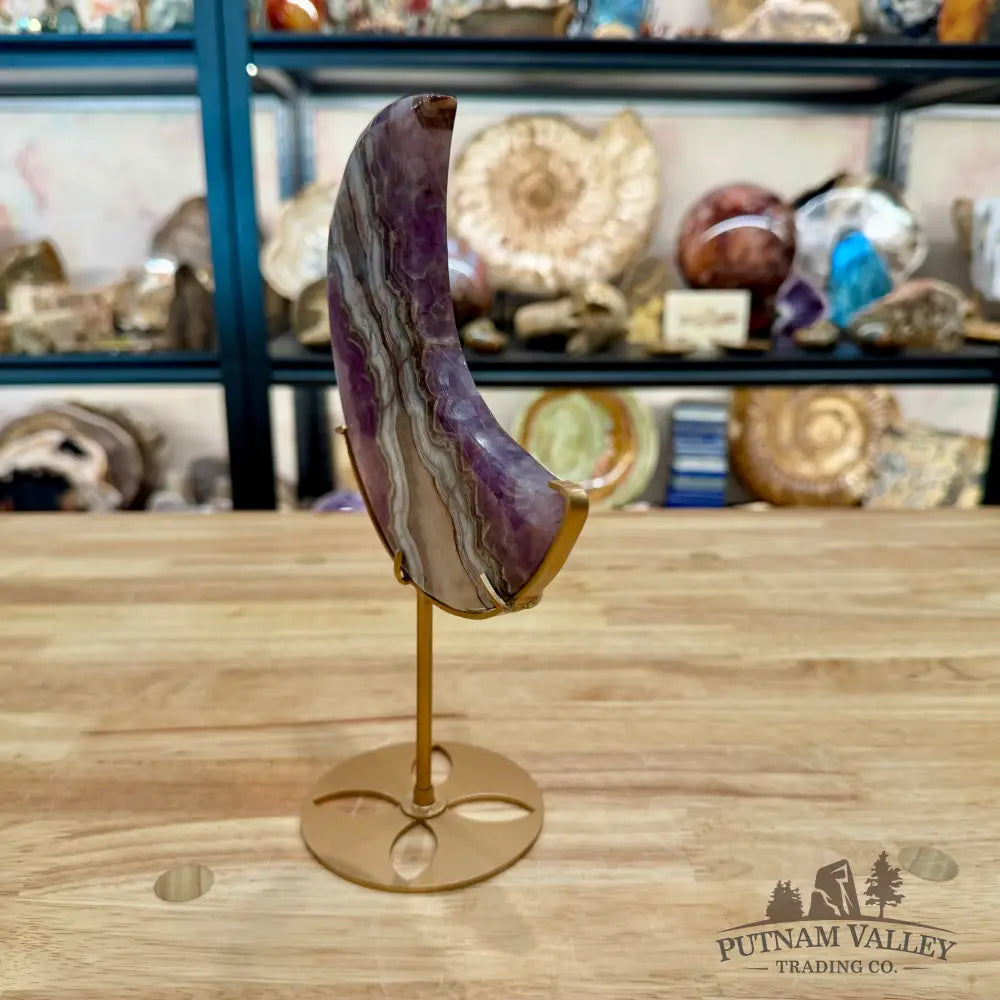 Amethyst Agate Moon + Stand 9.5’’ - Sculpture