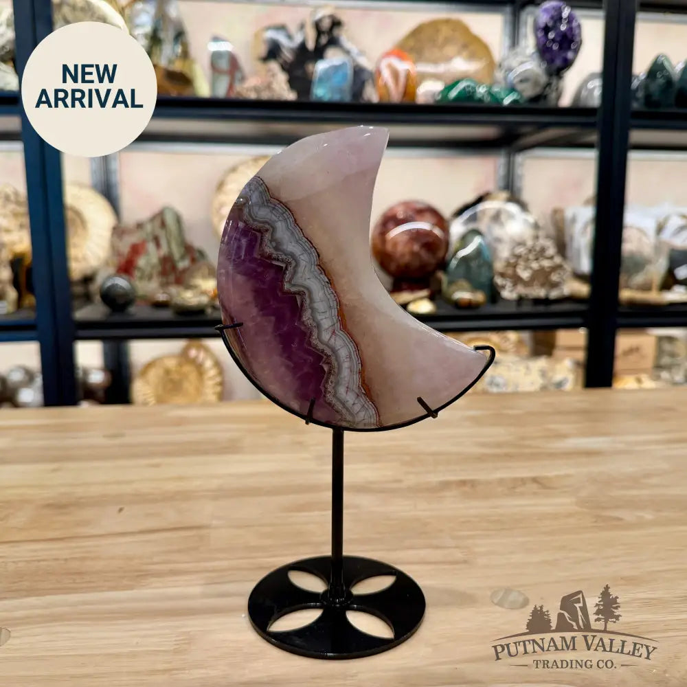 Amethyst Agate Moon + Stand 9’’ - Moon