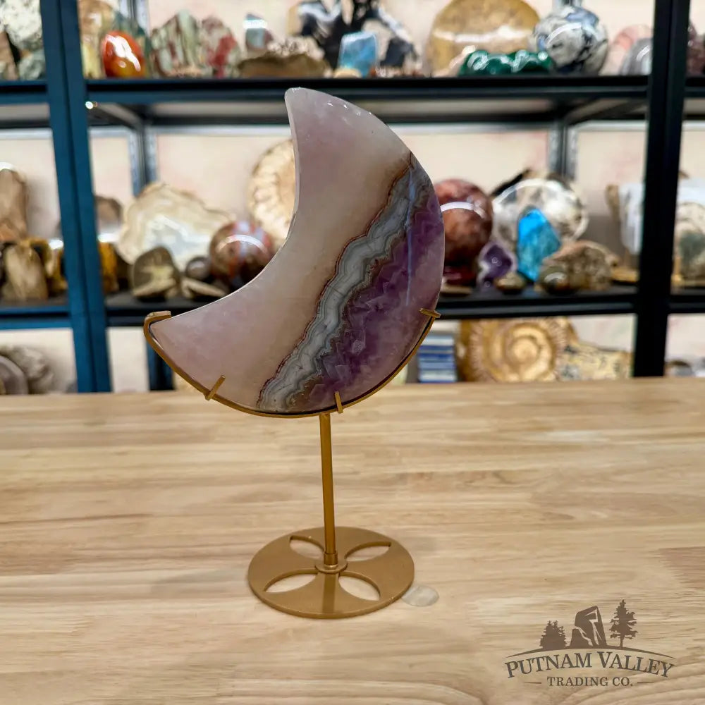 Amethyst Agate Moon + Stand 9.86’’ - Sculpture