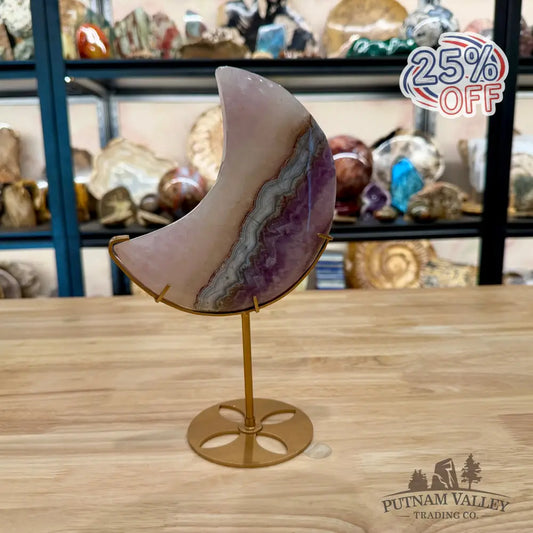Amethyst Agate Moon + Stand 9.86’’ - Sculpture