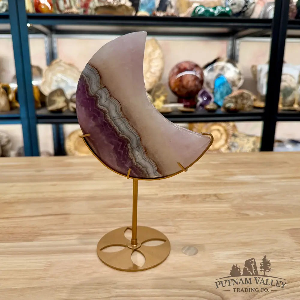 Amethyst Agate Moon + Stand 9.86’’ - Sculpture