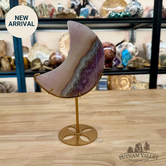 Amethyst Agate Moon + Stand 9.86’’ - Sculpture