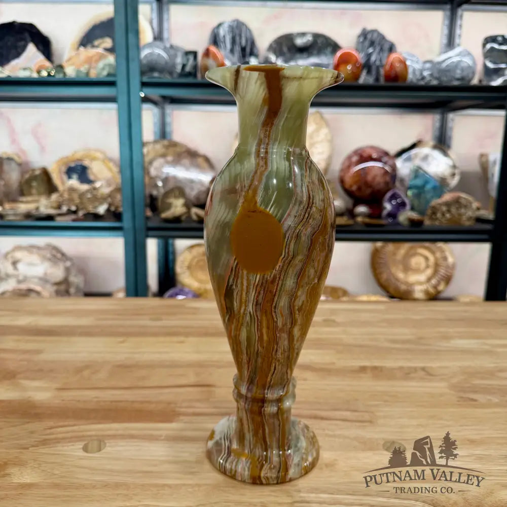 Artisan’s Revival Green Banded Calcite Vase Vase