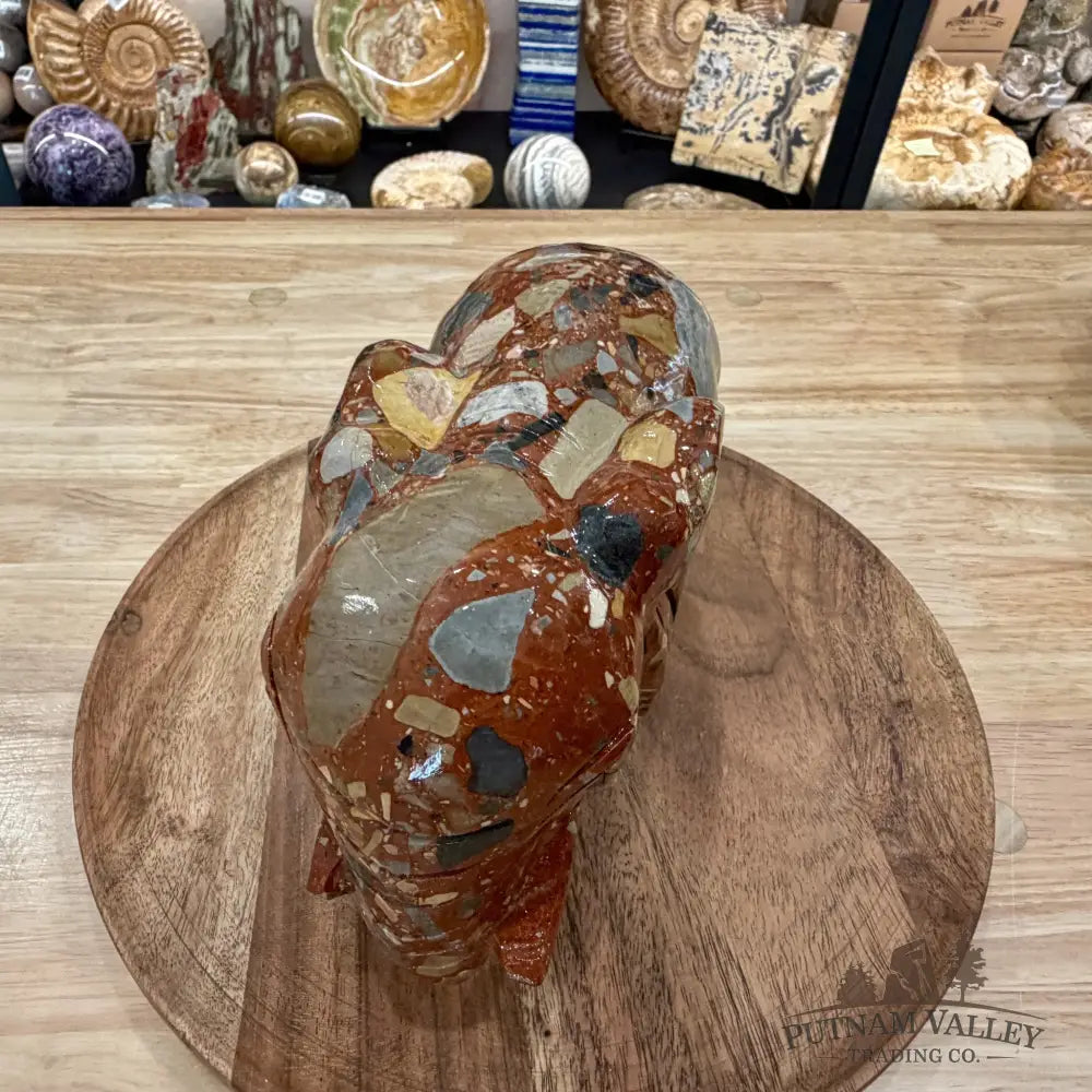 Artisan’s Revival Hand-Carved Longken Jasper Elephant - Sculpture