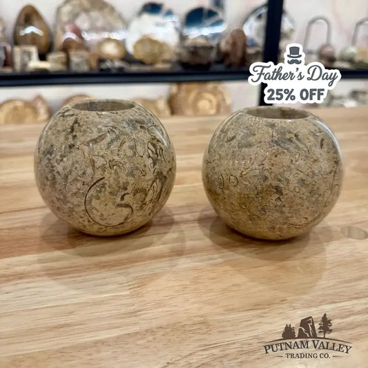 Authentic Fossil Marble Candle Holder - Putnam Valley Trading Co.