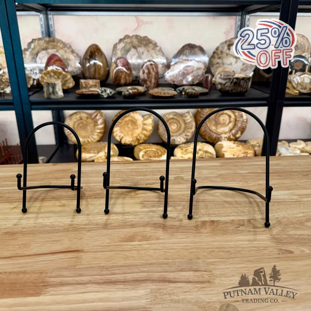 Black Metal Arched-Top Slab Stands Small Display Stands