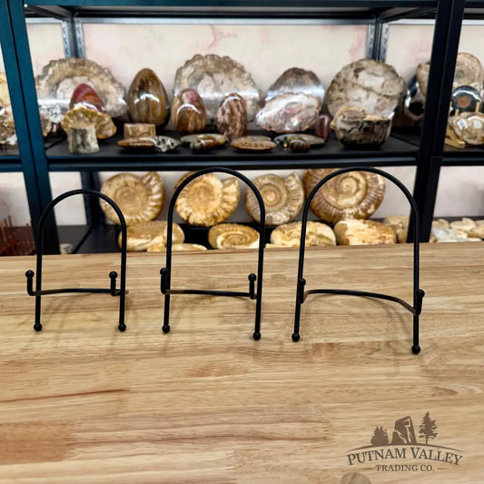 Black Metal Arched-Top Slab Stands Small Display Stands