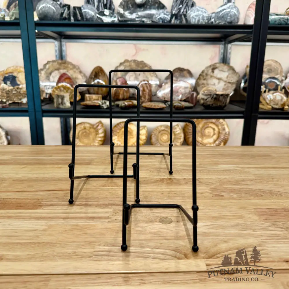 Black Metal Square-Top Slab Stands Display Stands
