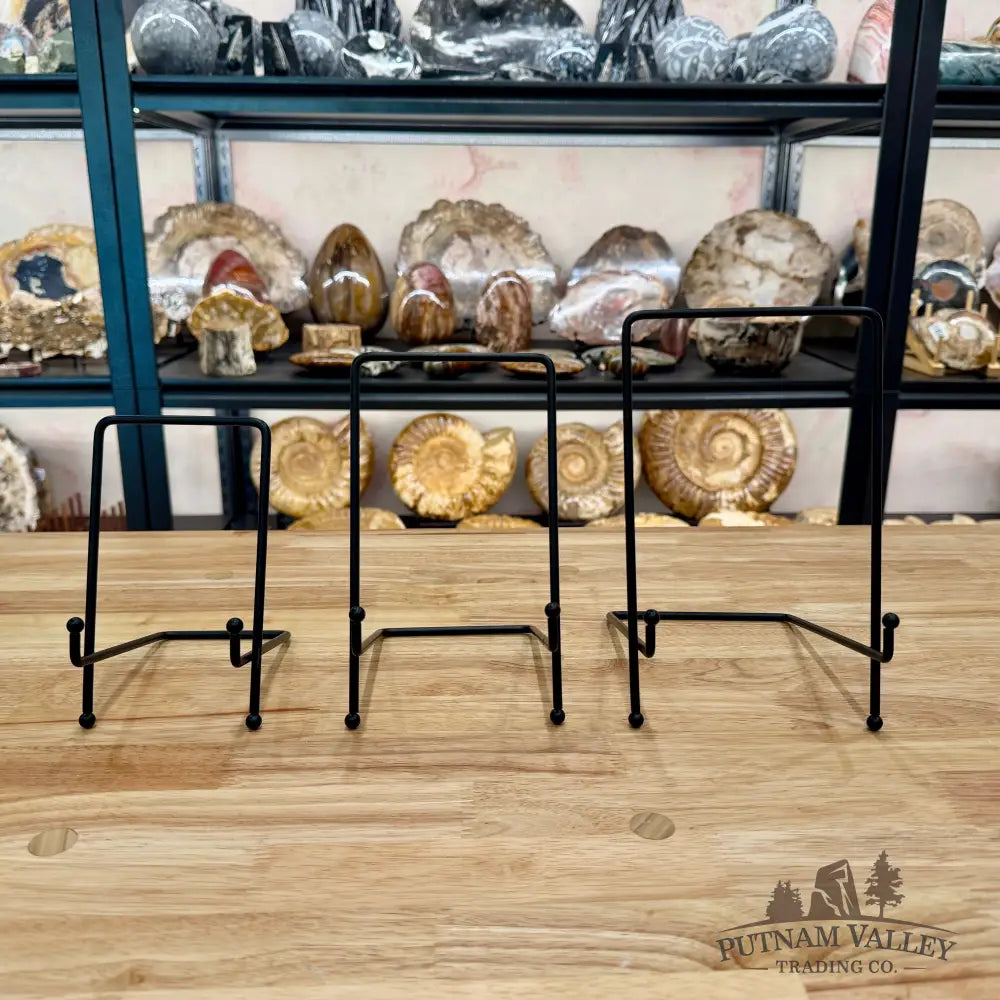 Black Metal Square-Top Slab Stands Small Display Stands