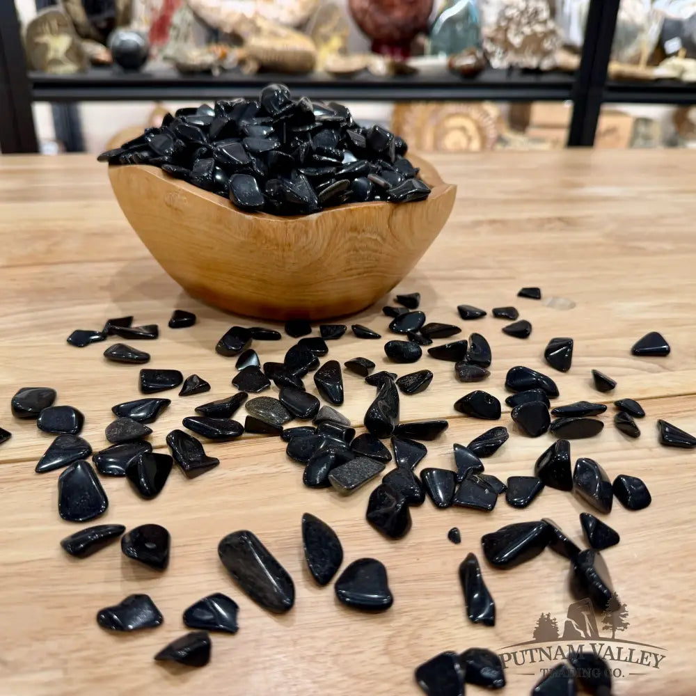 Black Obsidian Freeform Tumbles (½ lb) | Gold & Silver Sheen - Tumbled Stone
