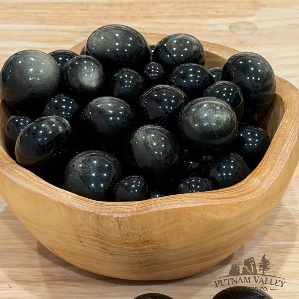 Golden Sheen Black Obsidian Mini ’Spheres’ (½ lb) - Tumbled Stone