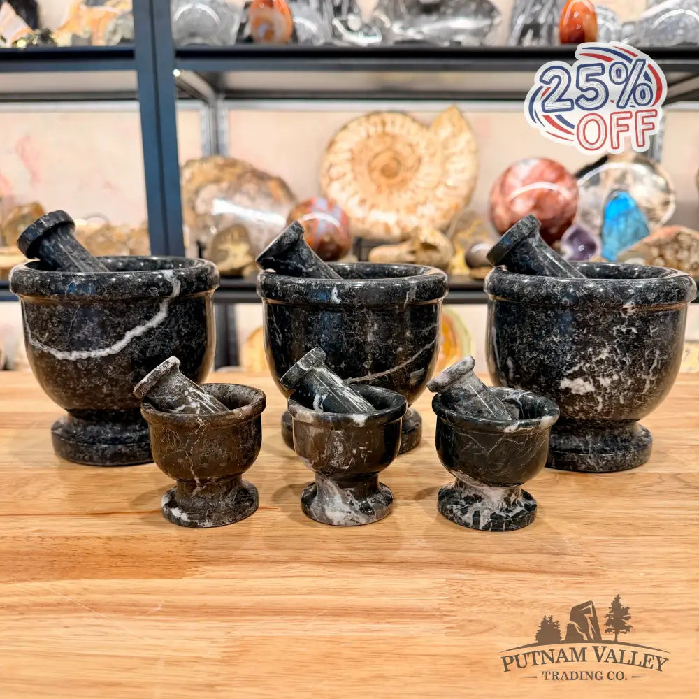 Black Zebra Marble Mortar & Pestle - Bowl