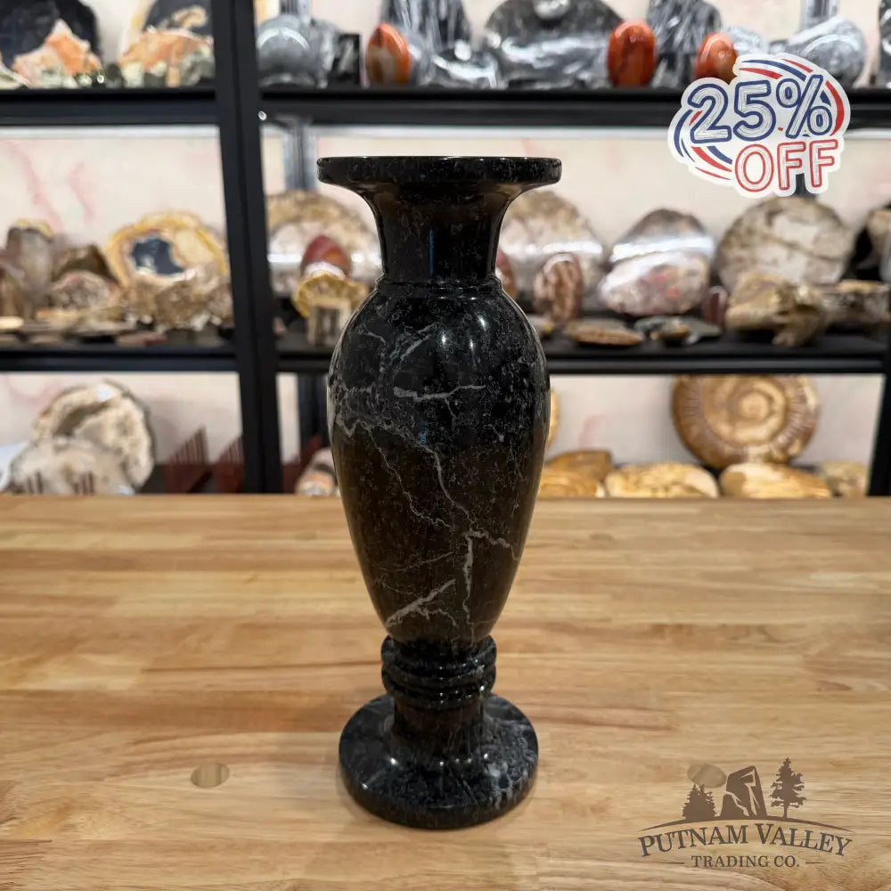 Black Zebra Marble Vase Vase