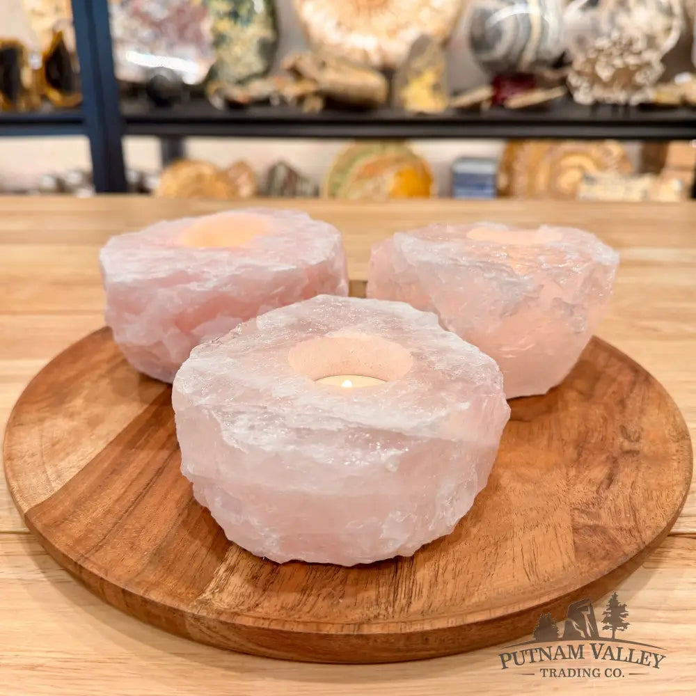 Brazilian Rose Quartz Candle Holder - Candle Holder