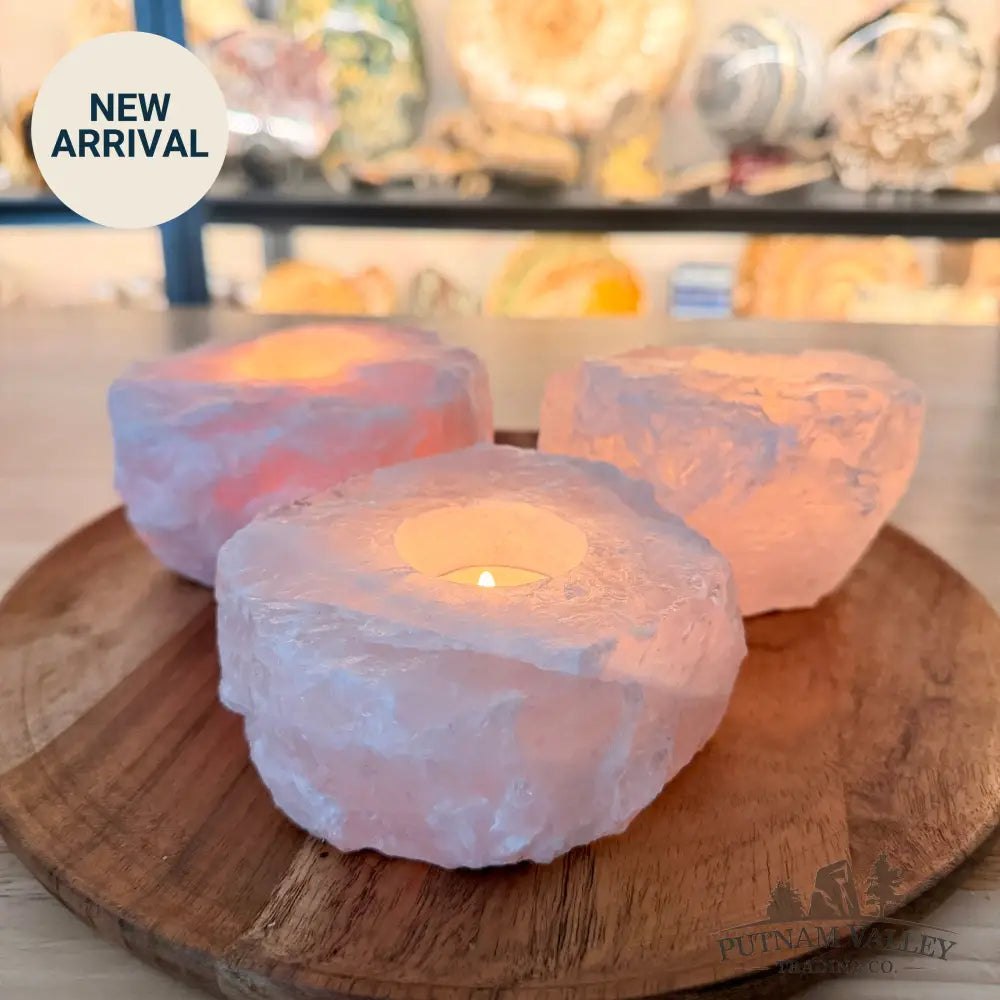 Brazilian Rose Quartz Candle Holder - Candle Holder