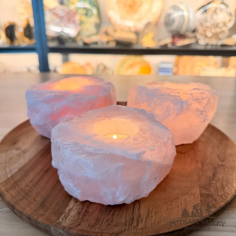 Brazilian Rose Quartz Candle Holder - Candle Holder