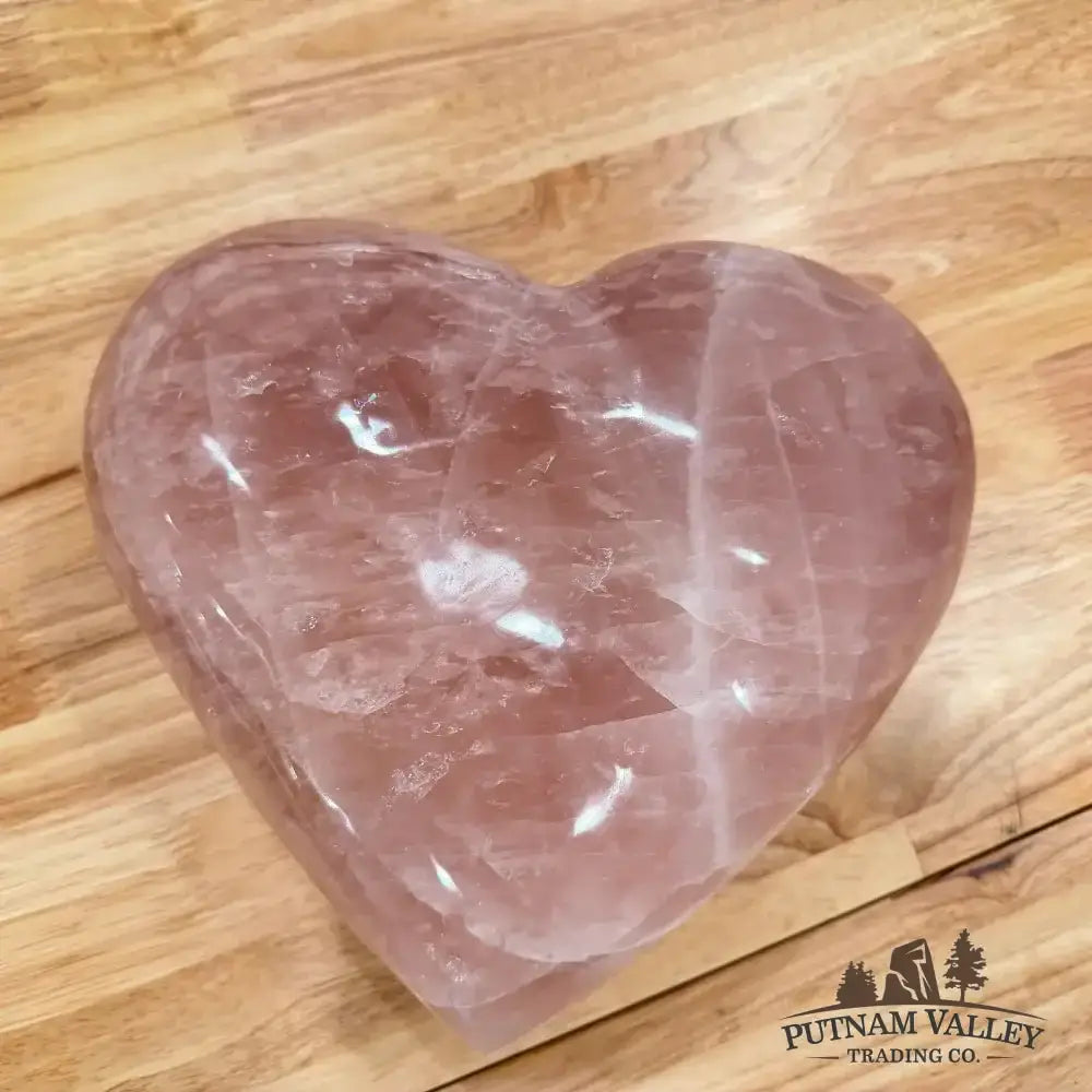 Brazilian Rose Quartz Heart 9.42" Detail View - Putnam Valley Trading