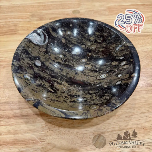 Brown Orthoceras Fossil Bowl 8’’ - Fossil Bowl