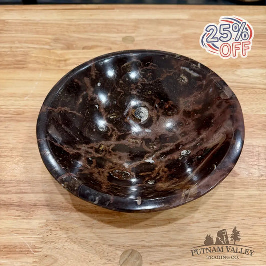 Brown Orthoceras Fossil Bowl 8’’ - Fossil Bowl