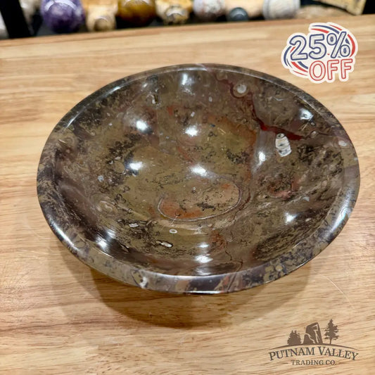 Brown Orthoceras Fossil Bowl 8’’ - Fossil Bowl
