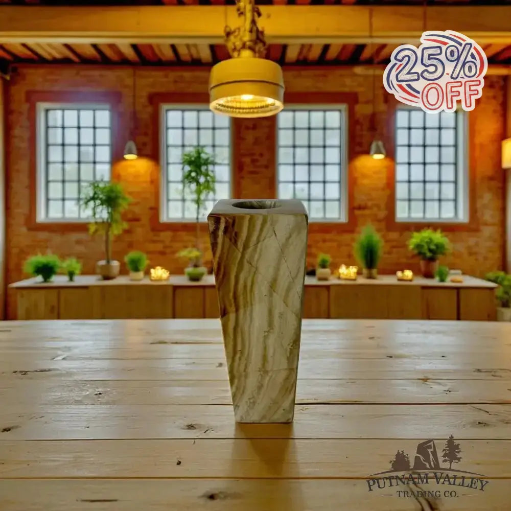 Burma Teak Marble Square Vase - Putnam Valley Trading Co.