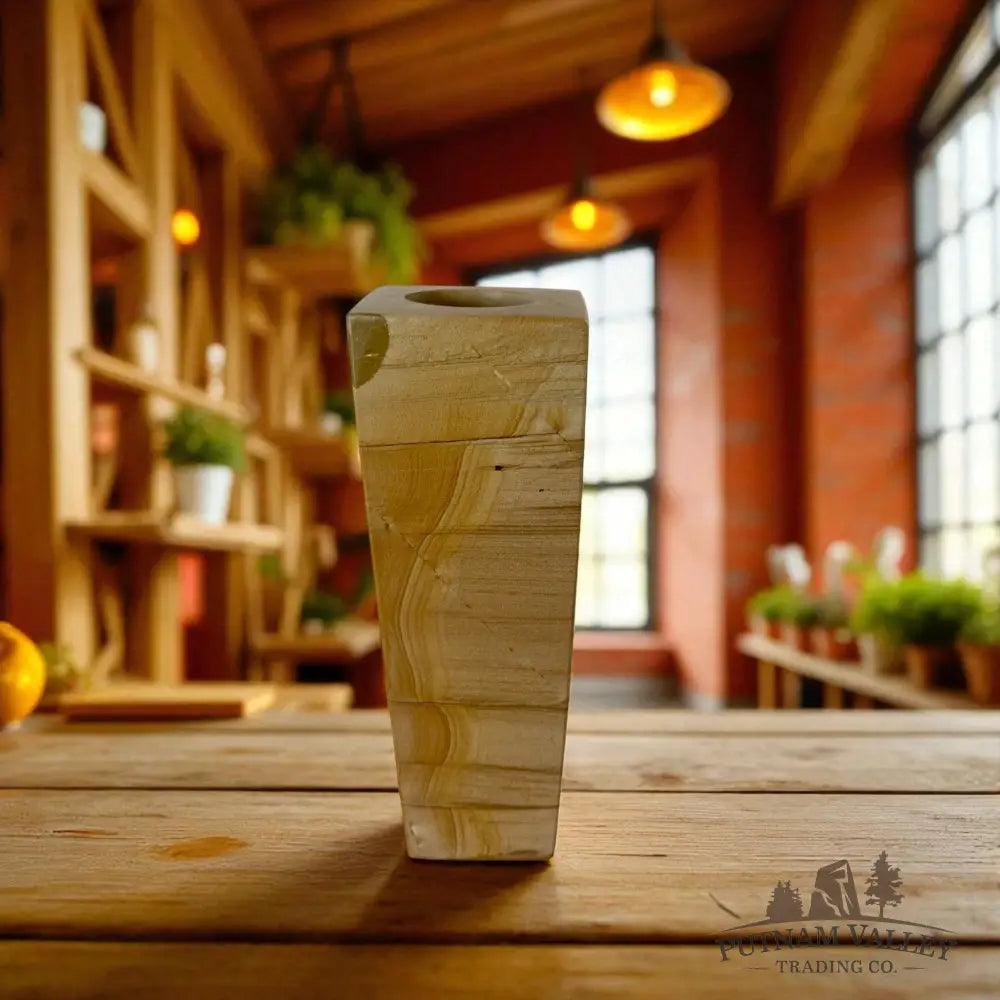 Burma Teak Marble Square Vase Vase