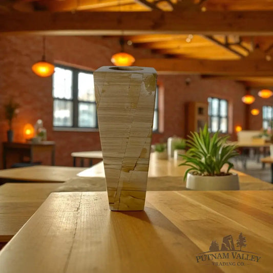 Burma Teak Marble Square Vase Vase