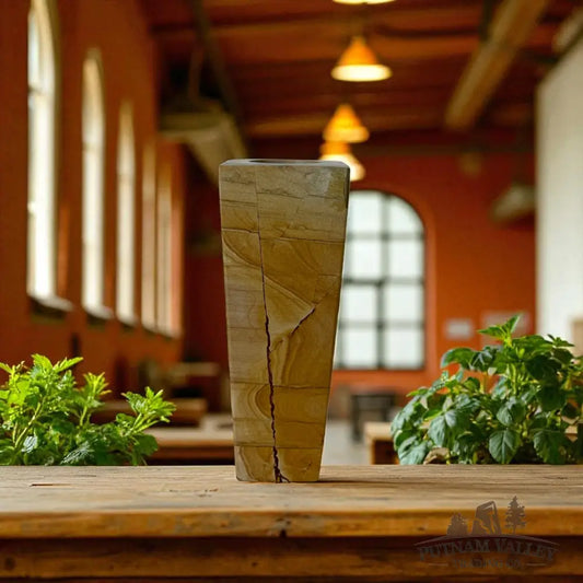 Burma Teak Marble Square Vase Vase