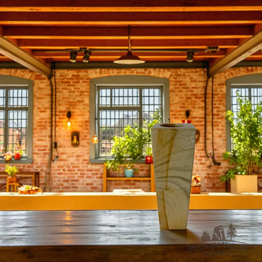 Burma Teak Marble Square Vase Vase