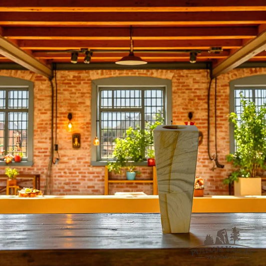 Burma Teak Marble Square Vase Vase