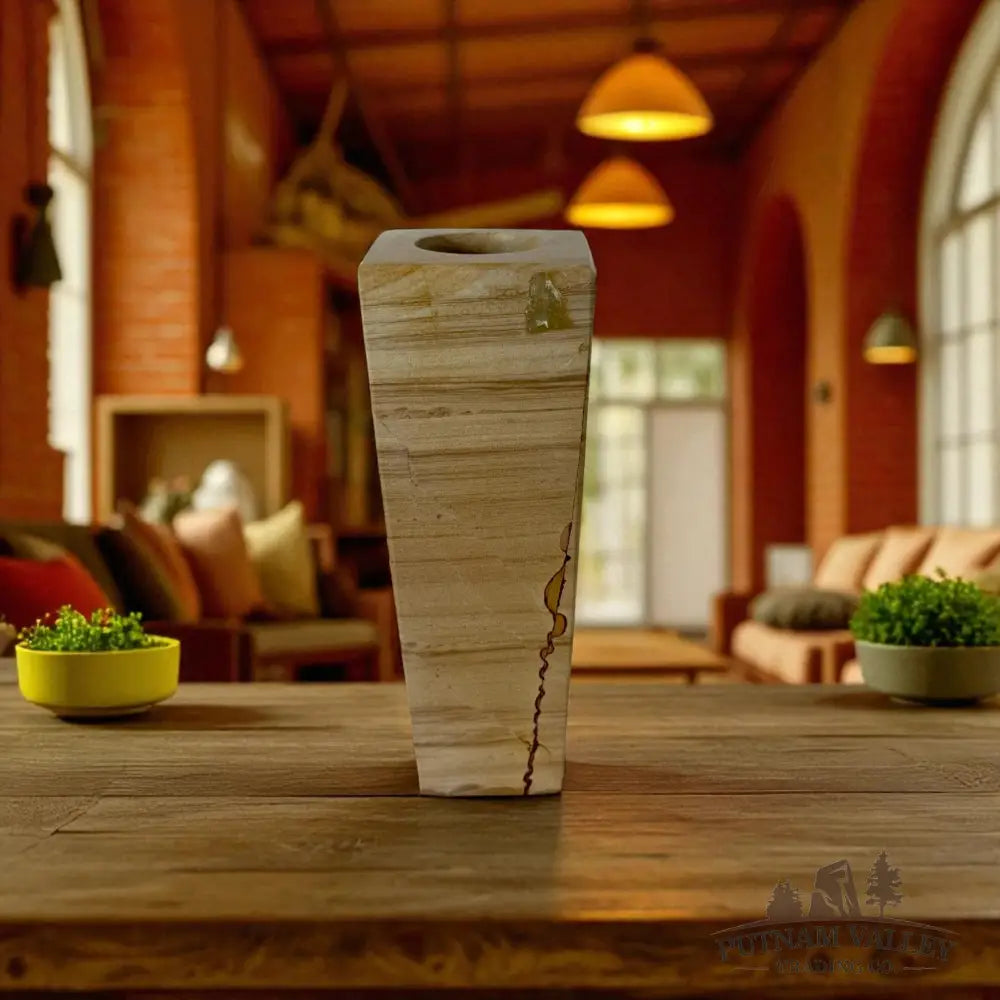 Burma Teak Marble Square Vase Vase