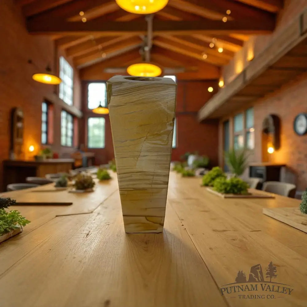 Burma Teak Marble Square Vase Vase